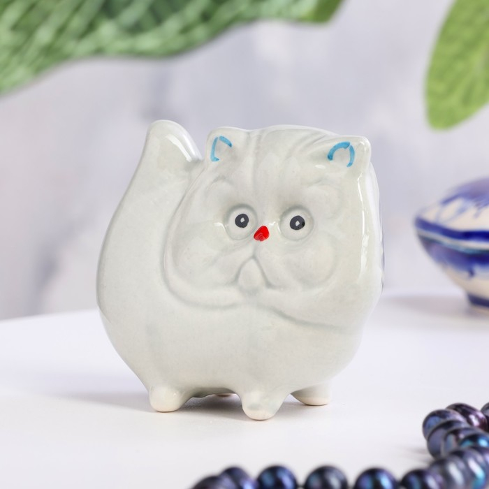Сувенир Сувенир "Кот перс", 7,5х8см, гжель, цвет серый
