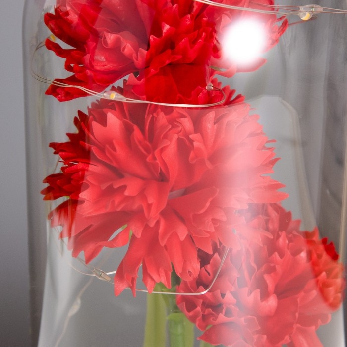 Ночник колба «Гвоздики» LED красный 3хААА 10,5х10,5х22см Ночник колба «Гвоздики» LED красный 3хААА 10,5х10,5х22см