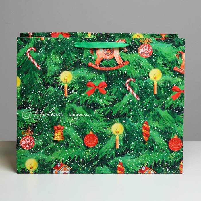 Пакет подарочный новогодний ламинированный «Ёлочка нарядная», XL 49 х 40 х 19 см, Новый год Пакет подарочный новогодний ламинированный «Ёлочка нарядная», XL 49 х 40 х 19 см, Новый год