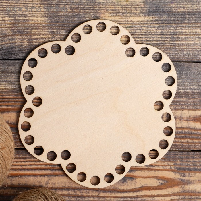 Заготовка для вязания Заготовка для вязания "Цветок шесть лепестков", донышко фанера 3 мм, 18 см, d=10мм