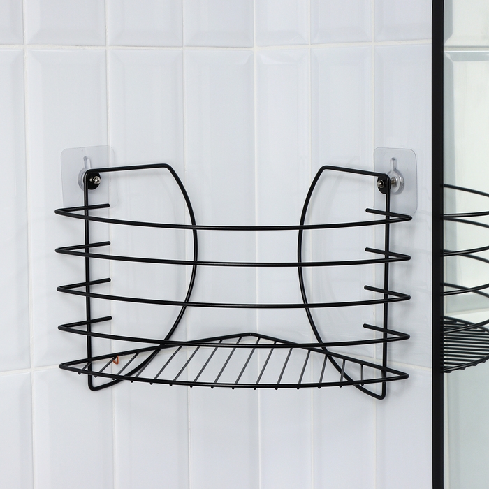 Полка угловая для ванной с высоким бортом, 22,5×22,5×20,5 см, черная Полка угловая для ванной с высоким бортом, 22,5×22,5×20,5 см, черная