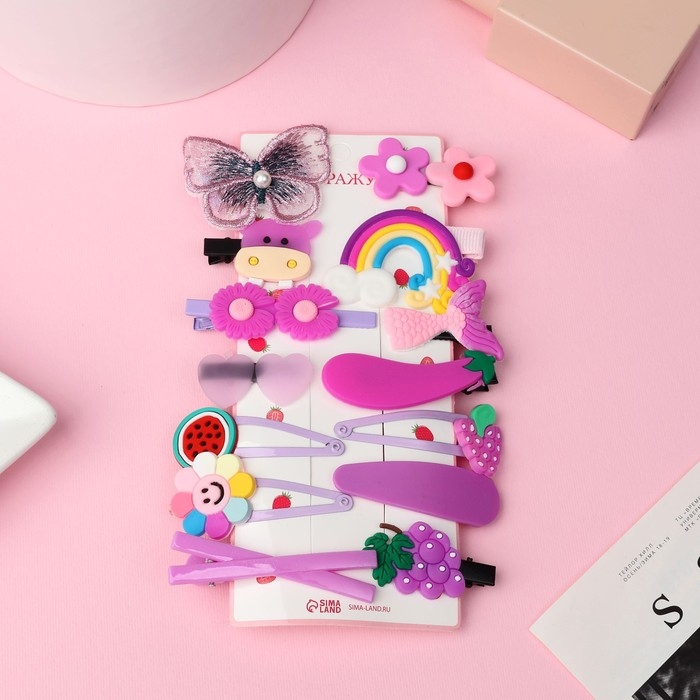 Набор для волос  Набор для волос "Маленькие радости" (14 шт) бабочка, сиреневый