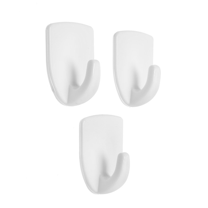 Держатель самоклеящийся ТУНДРА krep, 45х45 мм, цвет белый, 3 шт. МИКС