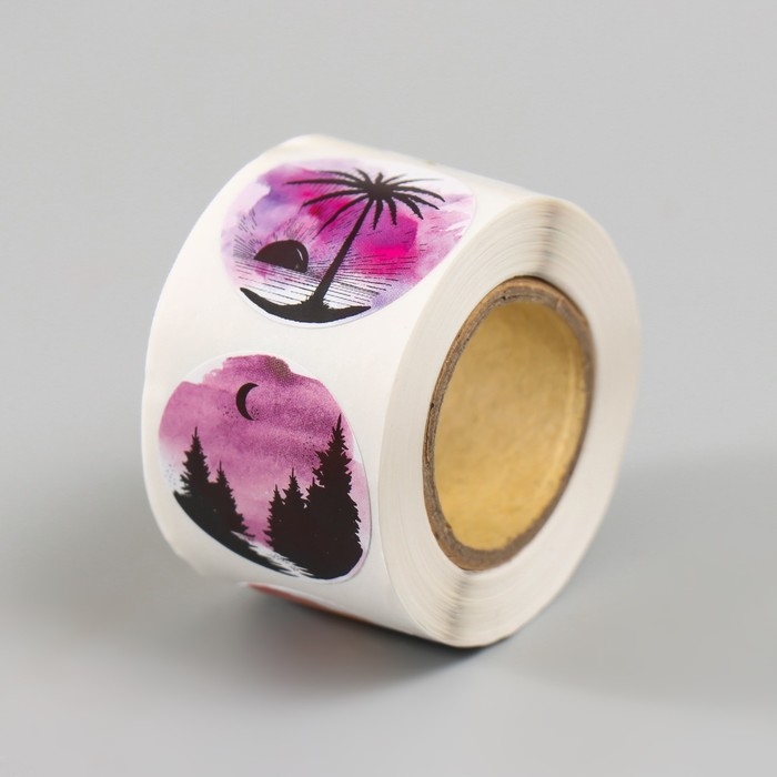 Наклейка бумага Наклейка бумага "Природа" d=2,5 см 252 шт в рулоне