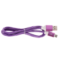 Кабель Luazon, microUSB - USB, 1 А, 1 м, оплётка нейлон, бело-фиолетовый