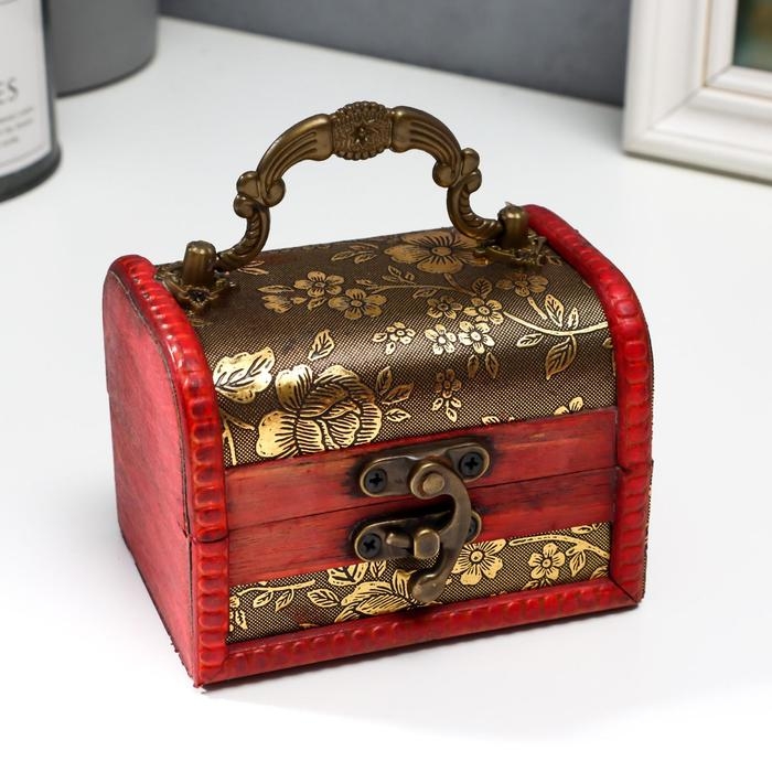 Шкатулка дерево сундучок с ручкой  Шкатулка дерево сундучок с ручкой "Незабудки" 7,3х9,5х7,5 см