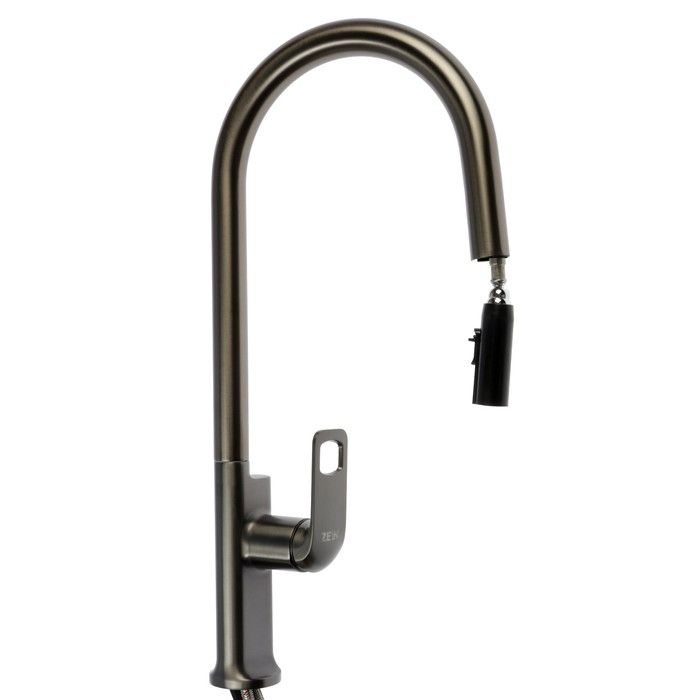 Смеситель для кухни ZEIN Z3785, однорычажный, вытяжной излив, аэратор 2 режима, графит Смеситель для кухни ZEIN Z3785, однорычажный, вытяжной излив, аэратор 2 режима, графит