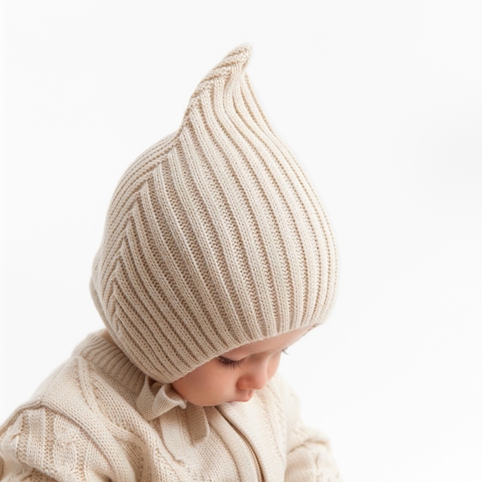 Шапка вязаная детская MINAKU, цвет бежевый, размер 44-46 Шапка вязаная детская MINAKU, цвет бежевый, размер 44-46