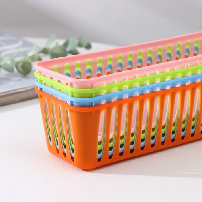 Корзина для хранения Доляна «Вертикаль», пластик, 25×7×6 см, цвет МИКС Корзина для хранения Доляна «Вертикаль», пластик, 25×7×6 см, цвет МИКС