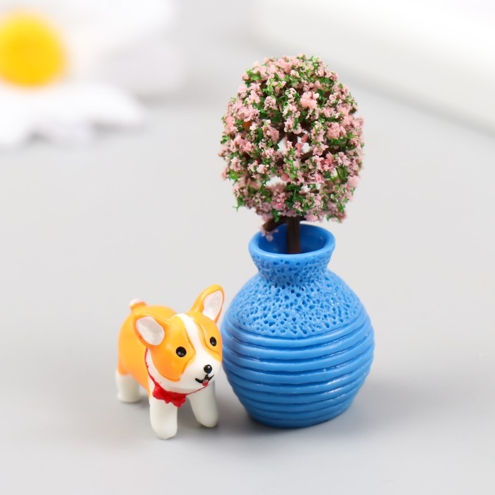 Фигурка для флорариума полистоун  Фигурка для флорариума полистоун "Пёсик у вазочки" 2,6 см
