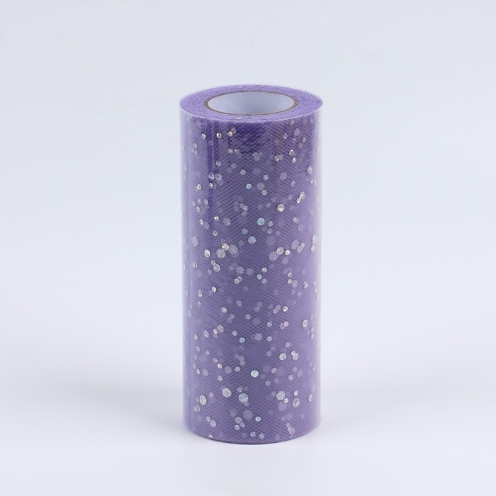 Фатин с блёстками, 15 см, 11 ± 1 г/кв.м, 23 ± 1 м, цвет сиреневый №25 Фатин с блёстками, 15 см, 11 ± 1 г/кв.м, 23 ± 1 м, цвет сиреневый №25
