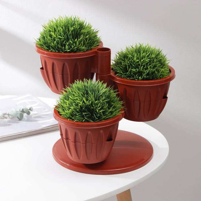 Кашпо многоярусное «Каскад», 3 шт, 700 мл, цвет терракотовый Кашпо многоярусное «Каскад», 3 шт, 700 мл, цвет терракотовый