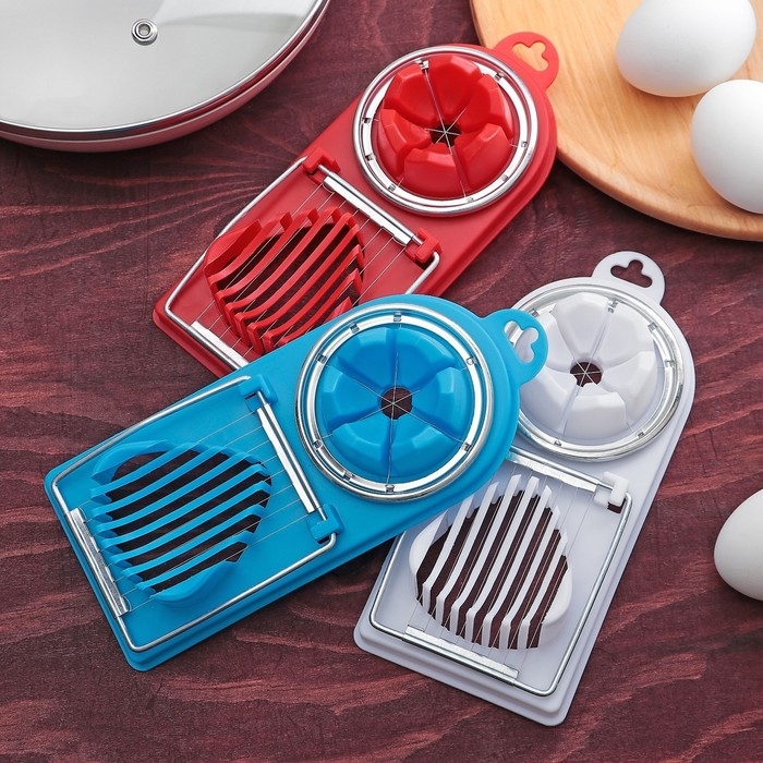 Яйцерезка с двумя видами нарезки Доляна, 19×8×2 см, цвет МИКС Яйцерезка с двумя видами нарезки Доляна, 19×8×2 см, цвет МИКС