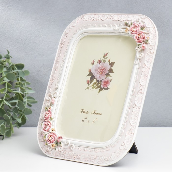 Фоторамка полистоун 15х20 см Фоторамка полистоун 15х20 см "Розы и кружево" 26х21,5 см
