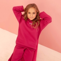 Костюм детский (худи, брюки) MINAKU: Basic Line KIDS, oversize, цвет фуксия, рост 122