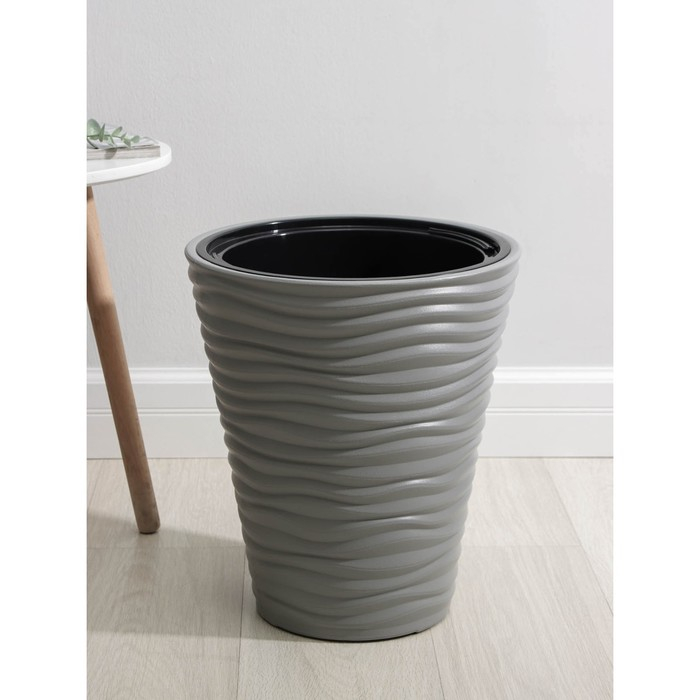 Кашпо для цветов со вставкой «Дюна», 19,5 л, цвет серый Кашпо для цветов со вставкой «Дюна», 19,5 л, цвет серый