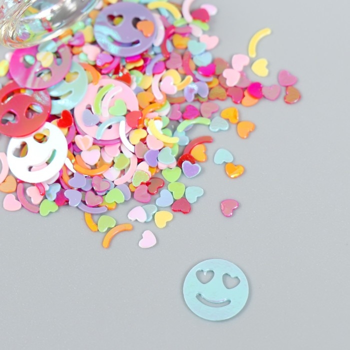 Глиттер в баночке Глиттер в баночке "Влюблённый радужный смайлик" набор 6 гр 5х2х2 см