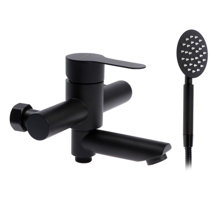Смеситель для ванны ZEIN Z2649F, короткий излив, душевой набор, нержавеющая сталь, черный Смеситель для ванны ZEIN Z2649F, короткий излив, душевой набор, нержавеющая сталь, черный