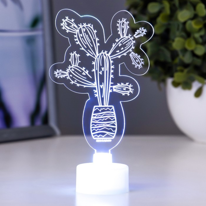 Светильник  Светильник "Кактус" LED RGB 6 цветов от батареек LR1130, 3шт 7х10,5 см RISALUX