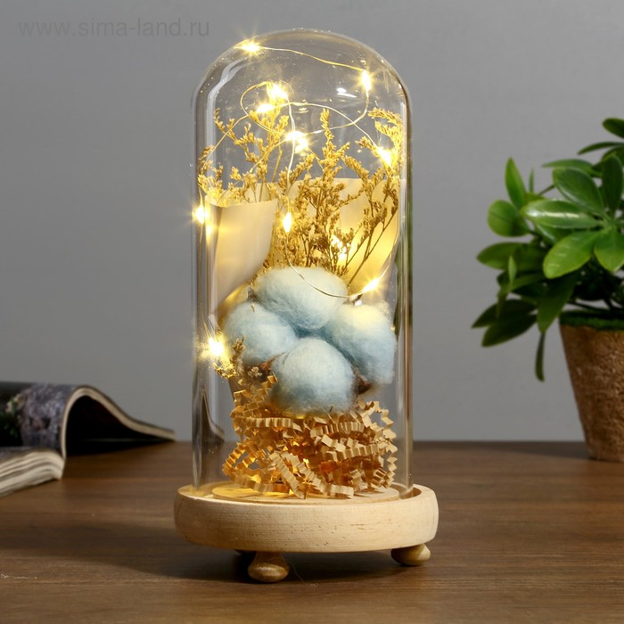 Ночник-колба Ночник-колба "Цветок из хлопка" LED батарейки 3хААА МИКС 9,5х9,5х19 см RISALUX