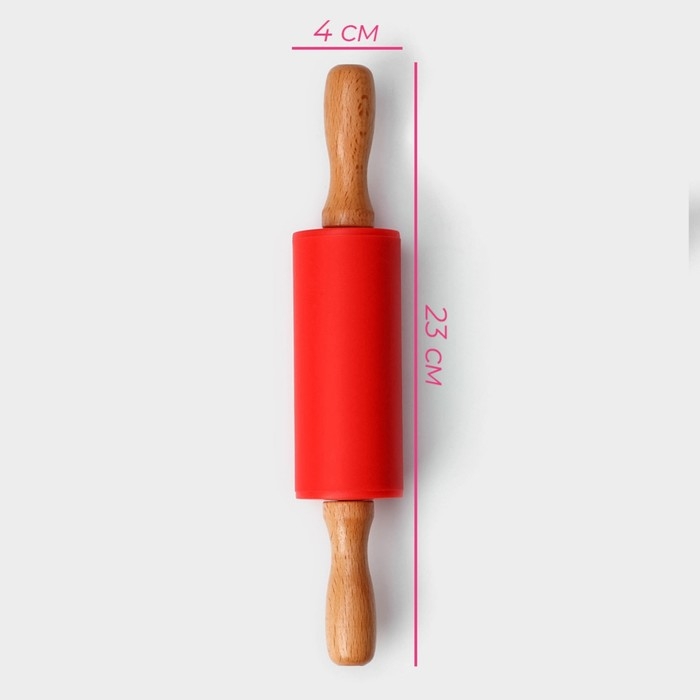 Скалка Доляна «Валенсия», 23×4 см, рабочая часть 10 см, цвет красный Скалка Доляна «Валенсия», 23×4 см, рабочая часть 10 см, цвет красный