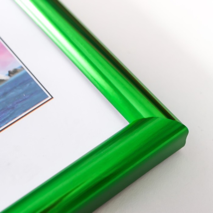 Фоторамка пластик Фоторамка пластик "Радуга" 10x15 см, зеленый металлик