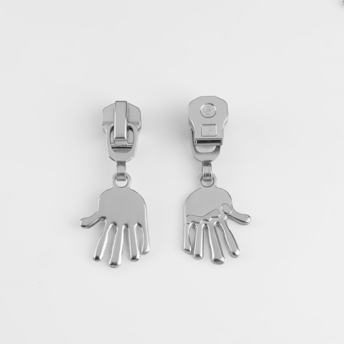 Бегунок автоматический для металлической молнии, №5, декоративный «Ладонь», 10 шт, цвет никель Бегунок автоматический для металлической молнии, №5, декоративный «Ладонь», 10 шт, цвет никель