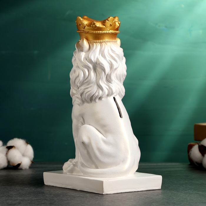 Копилка Копилка "Лев с короной" белый с золотой короной, 23см