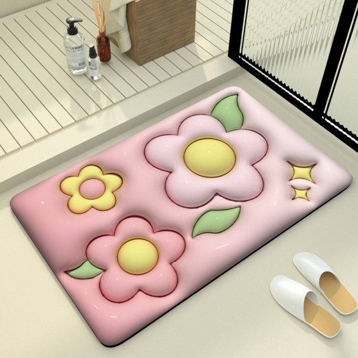Коврик для дома Доляна Pink Flowers, влаговпитывающий, 40×60 см Коврик для дома Доляна Pink Flowers, влаговпитывающий, 40×60 см