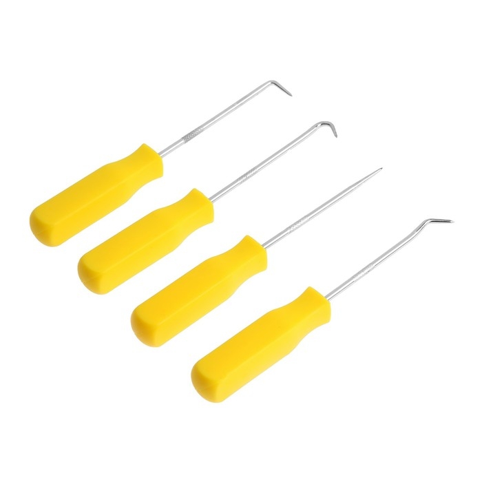 Набор крючков для демонтажа уплотнительных колец ТУНДРА, пластиковые рукоятки, 4 шт. Набор крючков для демонтажа уплотнительных колец ТУНДРА, пластиковые рукоятки, 4 шт.