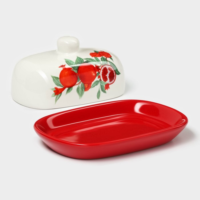 Маслёнка Доляна «Гранат», 17,2×12,4×8,5 см, цвет красный и белый Маслёнка Доляна «Гранат», 17,2×12,4×8,5 см, цвет красный и белый