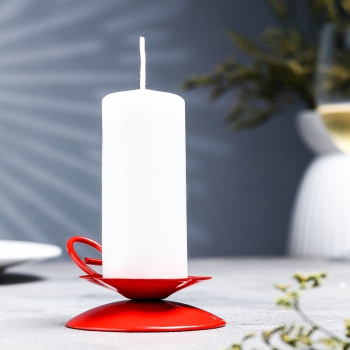 Подсвечник Подсвечник "Цветок Н" металл на 1 свечу, 9х3,5 см, красный