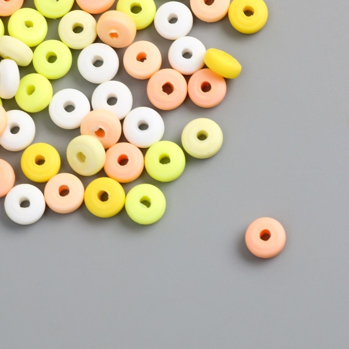 Бусины для творчества PVC Бусины для творчества PVC "Колечки. Цитрус" набор 112 шт 0,7х0,7х0,3 см