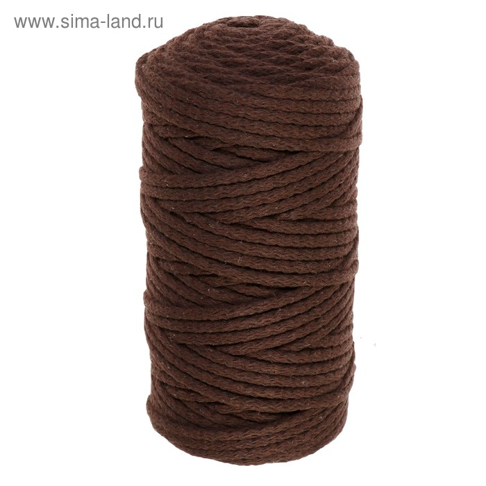Шнур для вязания "Пухлый" 100% хлопок ширина 5мм 100м (коричневый)