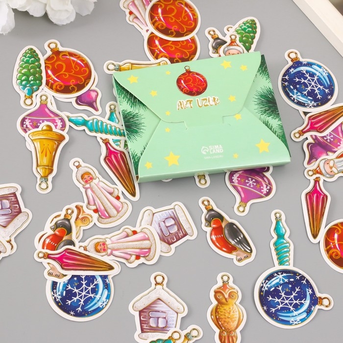 Наклейки для творчества Наклейки для творчества "Новогодние игрушки" тиснение золото набор 48 шт 9х7х0,8 см