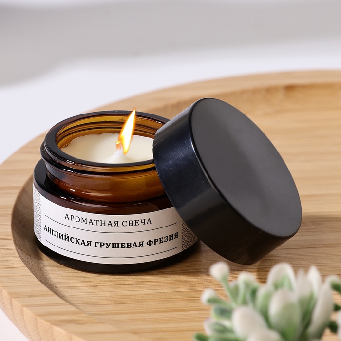 Свеча ароматическая в банке  Свеча ароматическая в банке "Английская груша и фрезия", 12 г