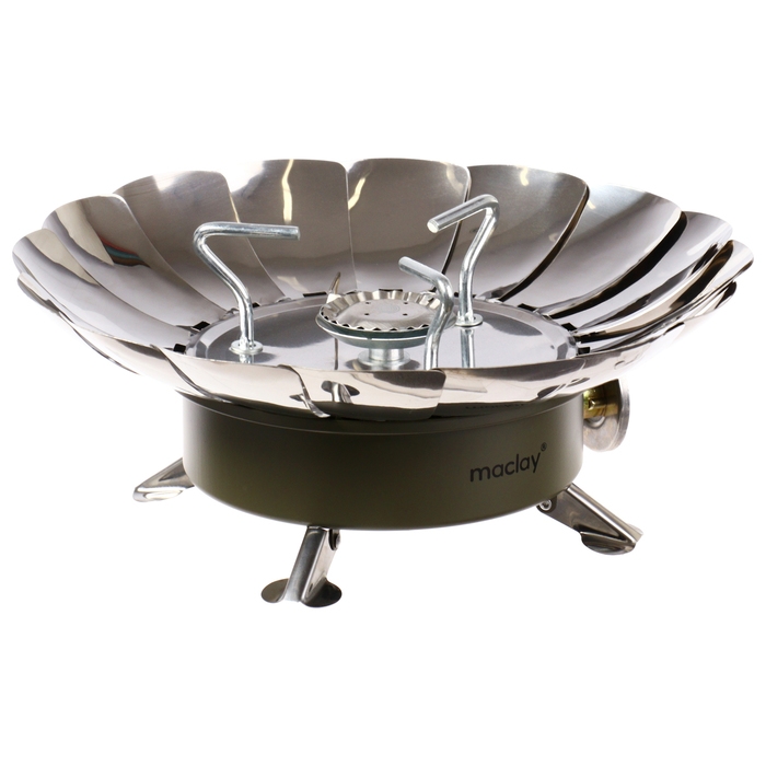 Плита газовая Maclay (с ветрозащитой) 17 х 13 см, для кемпинга, большая Плита газовая Maclay (с ветрозащитой) 17 х 13 см, для кемпинга, большая