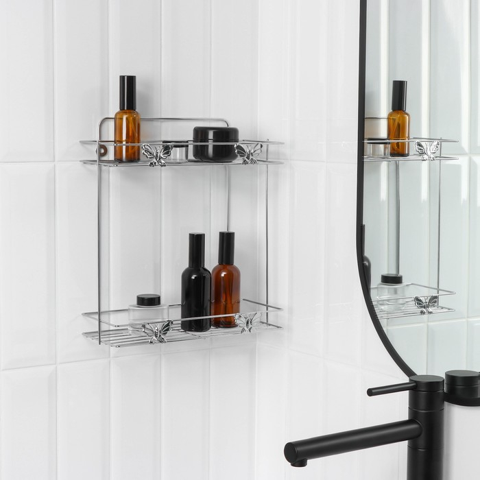 Полка 2-х ярусная Доляна «Бабочки», 28×10,5×31 см