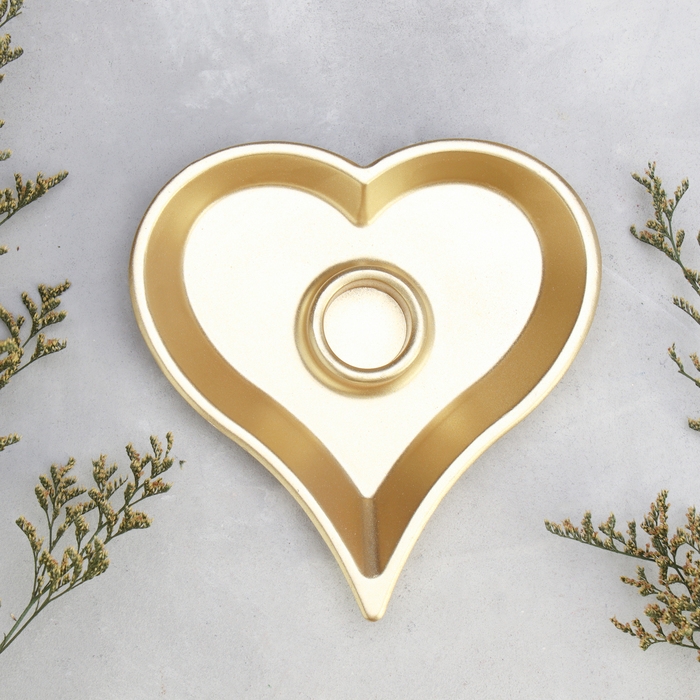 Подсвечник Подсвечник "Сердце" из гипса,14х2,5см,золото