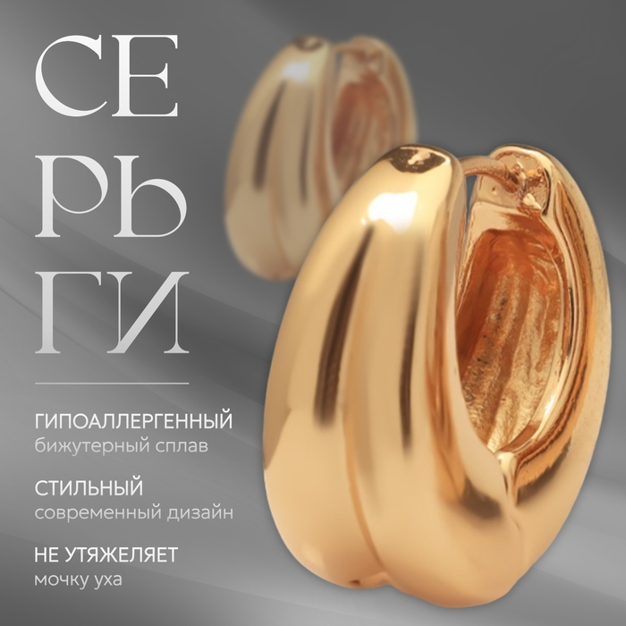 Серьги металл &laquo;Аккорд&raquo; двойной круг, цвет золото