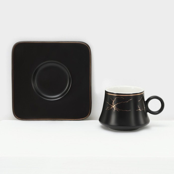 Набор керамический кофейный «Мейси», 12 предметов: 6 чашек 100 мл, 6 блюдец d=11 см, цвет чёрный Набор керамический кофейный «Мейси», 12 предметов: 6 чашек 100 мл, 6 блюдец d=11 см, цвет чёрный