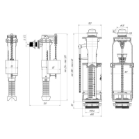 Арматура для смывных бачков "АНИ Пласт" WC8010C, с боковой подводкой 1/2", кнопка хром