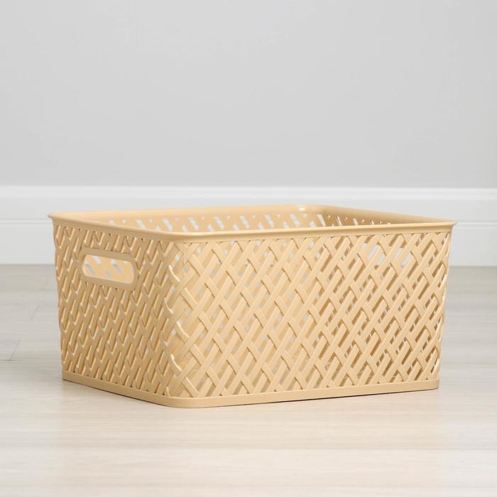 Корзина для хранения «Плетёнка», 35×29×17,5 см, бежевая Корзина для хранения «Плетёнка», 35×29×17,5 см, бежевая