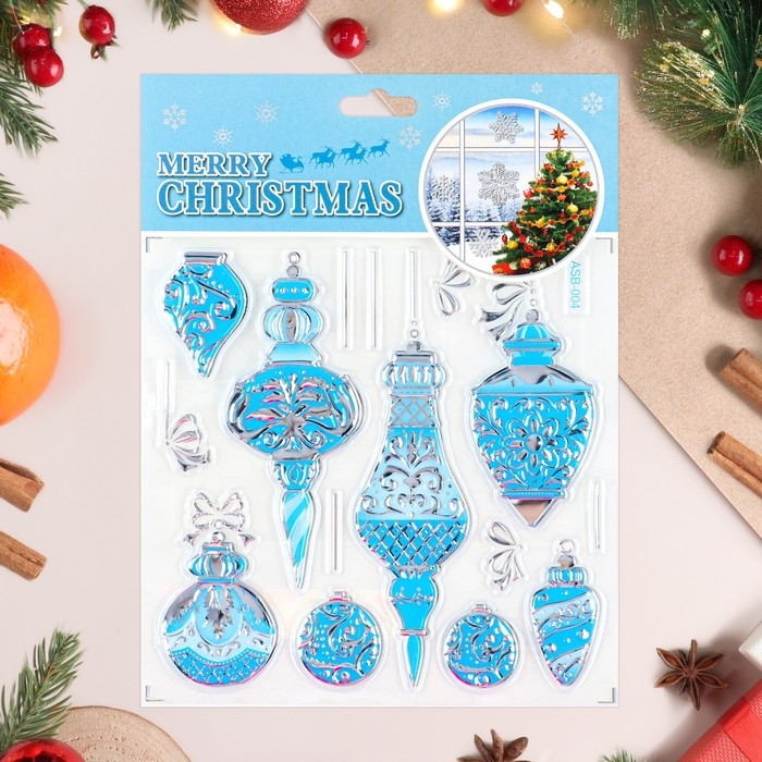 Наклейки на окна Наклейки на окна "Новогодние" игрушки, 21,5 х 15,5 см, МИКС