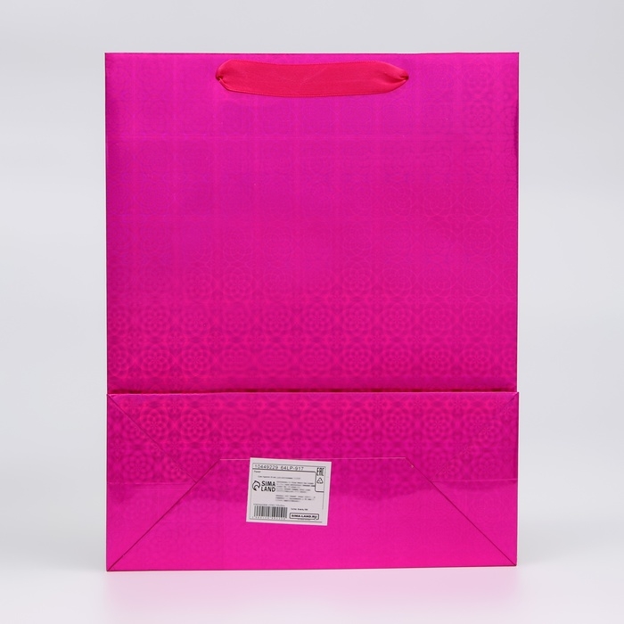 Пакет подарочный, фольгированный, упаковка, с окном,  Пакет подарочный, фольгированный, упаковка, с окном, "Розовый", M 32 х 25,5 х 11 см