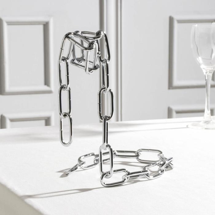 Подставка для бутылки Доляна «Цепь», 18×12×20 см, цвет хром Подставка для бутылки Доляна «Цепь», 18×12×20 см, цвет хром