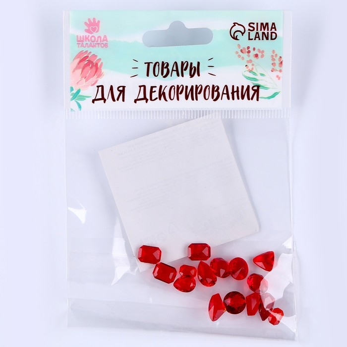 Камешки декоративные для творчества, набор 15 шт., цвет красный, камни — от 6 до 14 мм Камешки декоративные для творчества, набор 15 шт., цвет красный, камни — от 6 до 14 мм