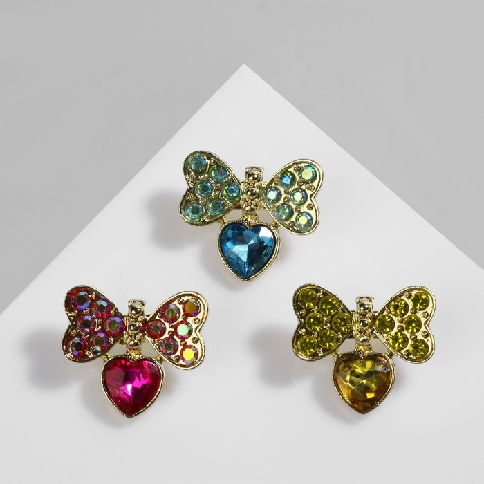 Брошь «Сердце» с бантиком, цвет МИКС в золоте (неделимая фасовка 12 шт., цена за шт.) Брошь «Сердце» с бантиком, цвет МИКС в золоте (неделимая фасовка 12 шт., цена за шт.)