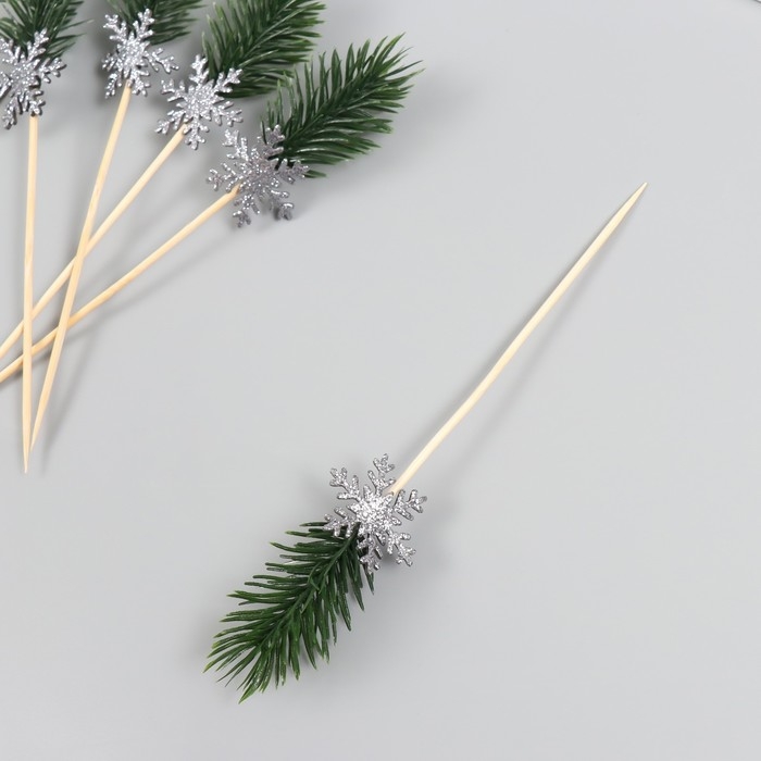 Декор для творчества Декор для творчества "Веточка и Снежинка", 17 см (набор 6 шт)