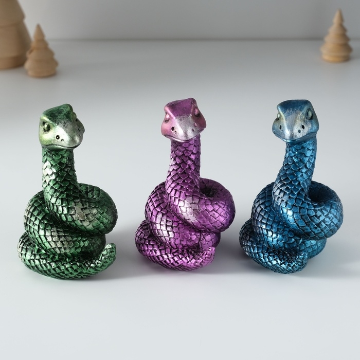 Сувенир полистоун Сувенир полистоун "Змейка с сиянием" МИКС 6х6х10 см